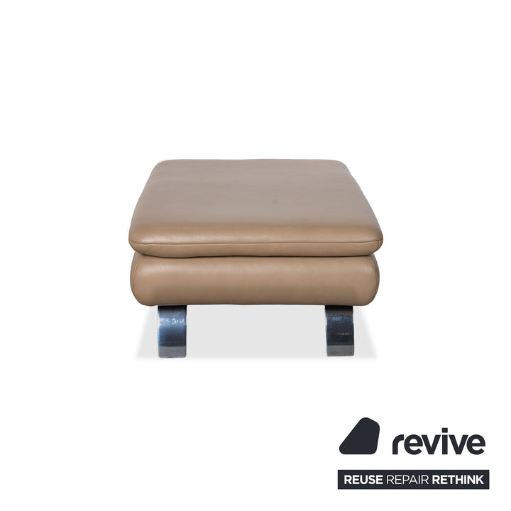 Contur Rodrigo Leder Hocker Hellbraun Creme Mokka