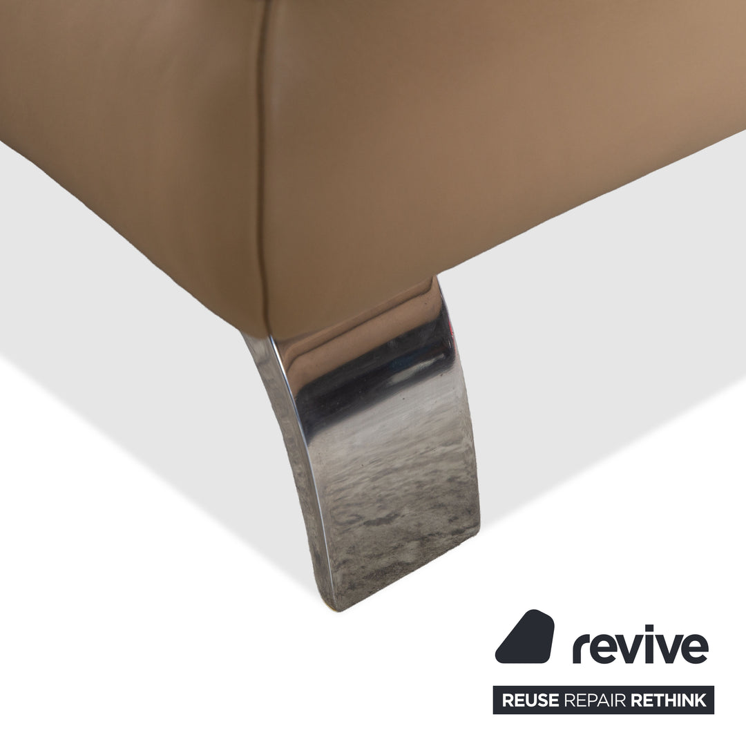 Contur Rodrigo Leder Hocker Hellbraun Creme Mokka