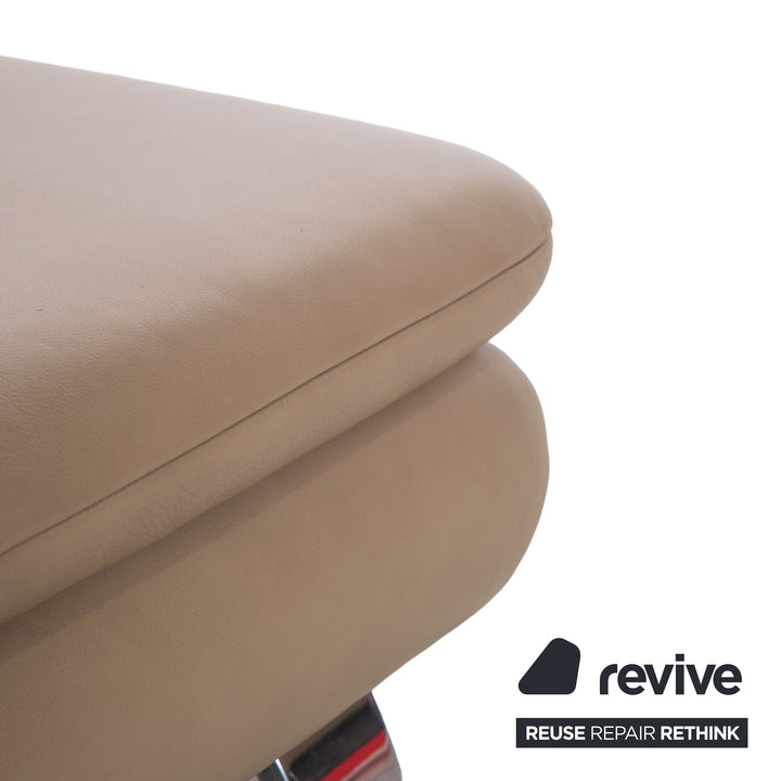 Contur Rodrigo Leder Hocker Hellbraun Creme Mokka