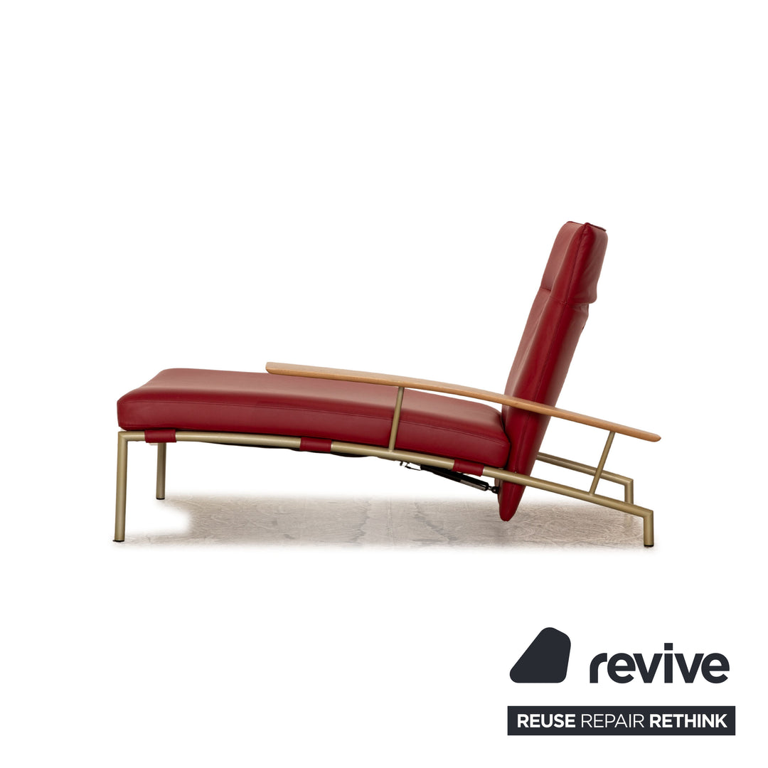 Cor Accuba Leather Lounger Red manual function
