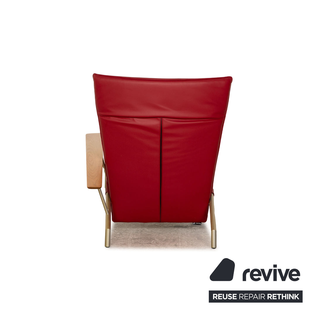 Cor Accuba Leather Lounger Red manual function