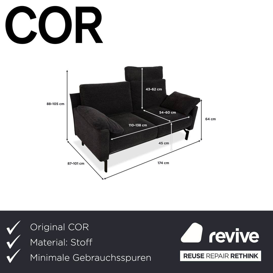 COR Ala Stoff Zweisitzer Grau Sofa Couch manuelle Funktion