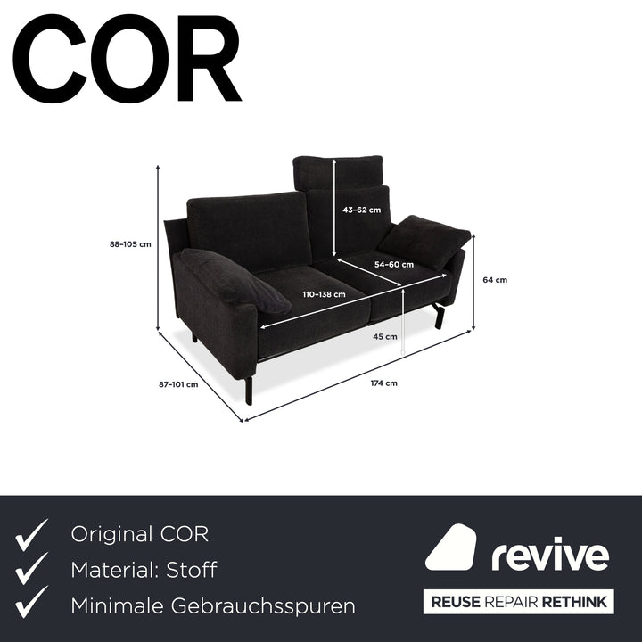 COR Ala Stoff Zweisitzer Grau Sofa Couch manuelle Funktion