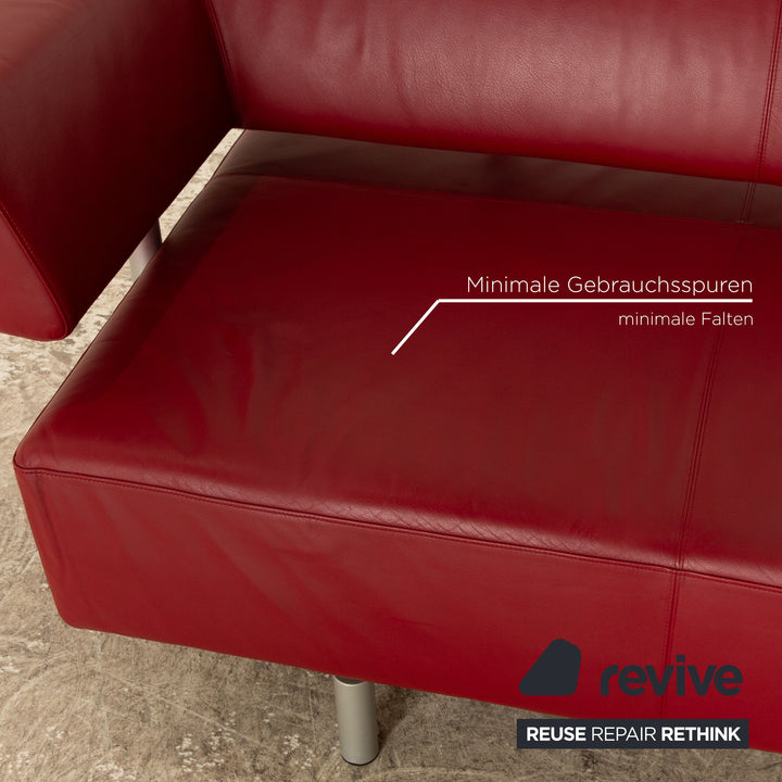 Cor Arthe Leder Dreisitzer Rot Sofa Couch manuelle Funktion