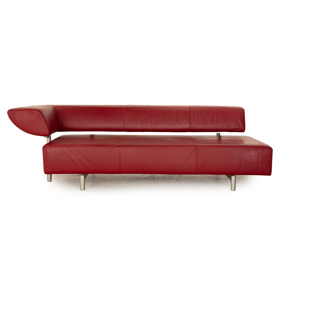 Cor Arthe Leather Three Seater Red Sofa Couch Manual Function