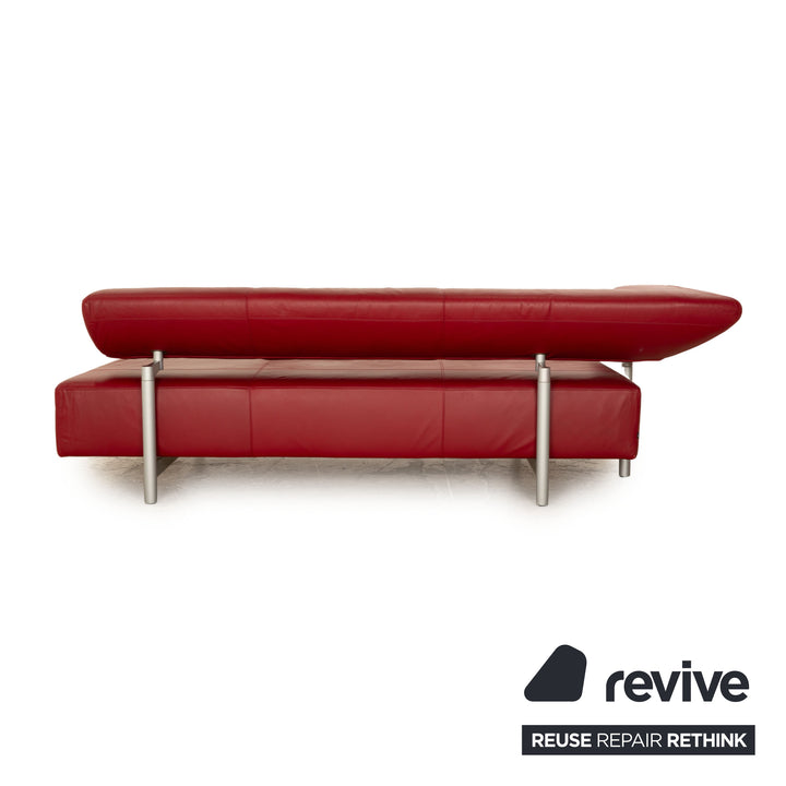Cor Arthe Leather Three Seater Red Sofa Couch Manual Function