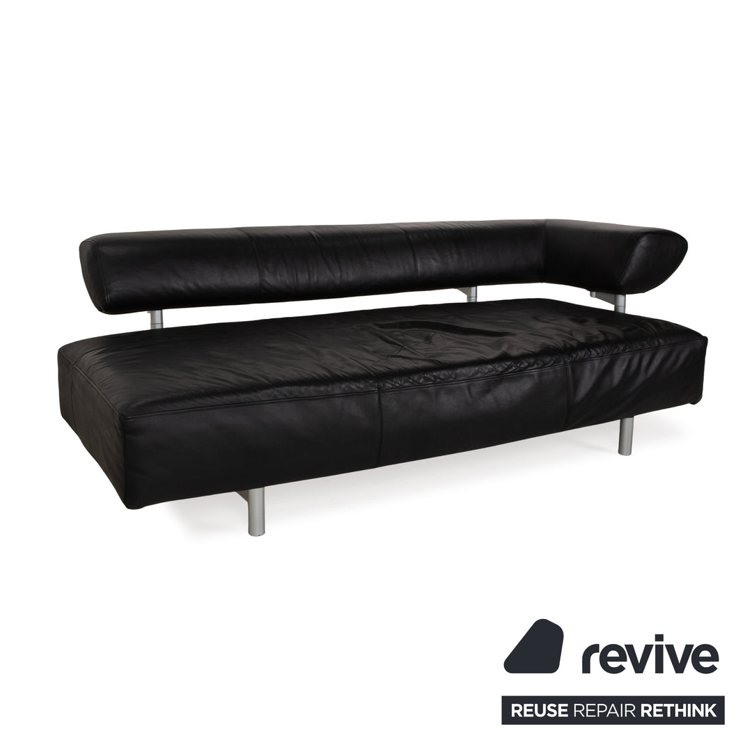 Cor Arthe Leather Three Seater Black Sofa Couch Manual Function