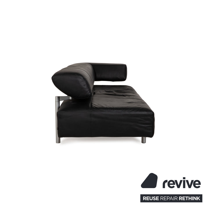 Cor Arthe Leather Three Seater Black Sofa Couch Manual Function