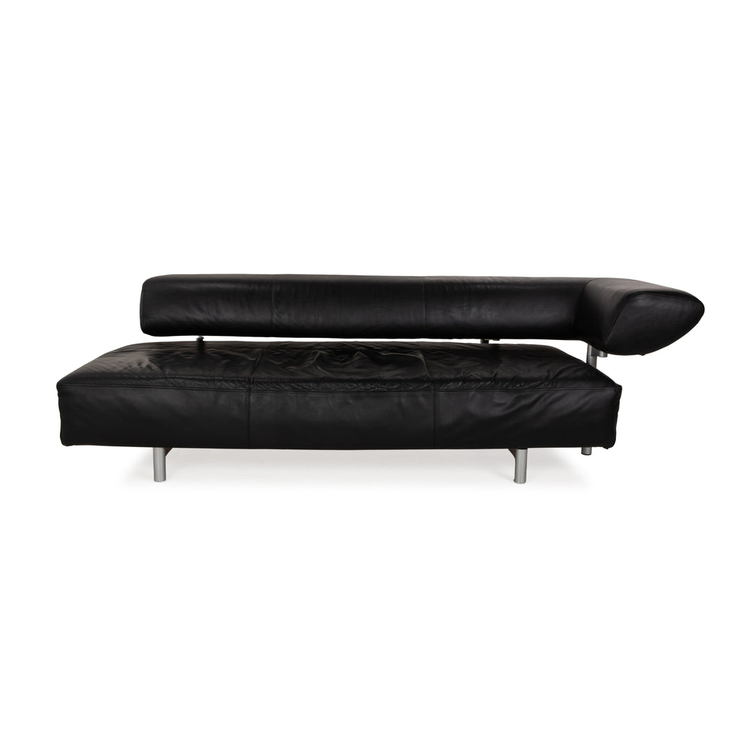 Cor Arthe Leather Three Seater Black Sofa Couch Manual Function