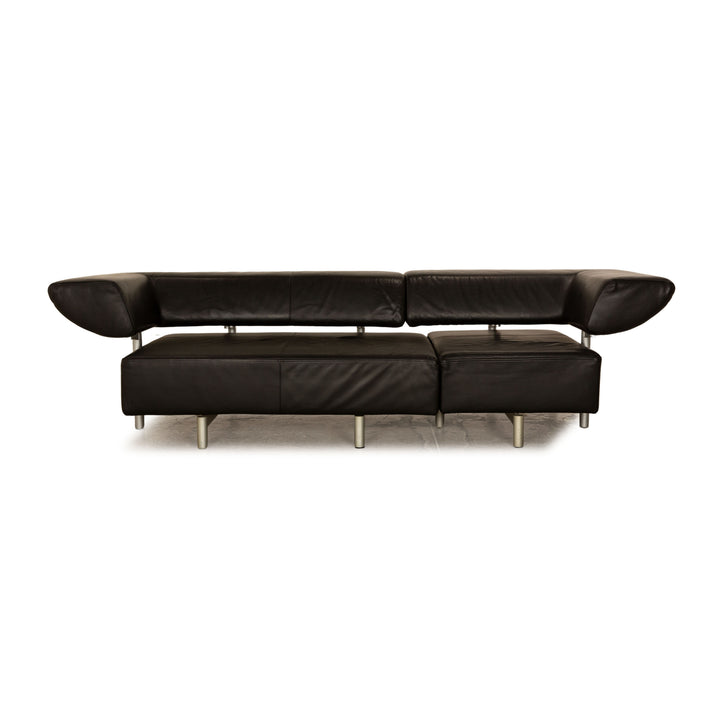 Cor Arthe Leather Three Seater Black Sofa Couch Manual Function