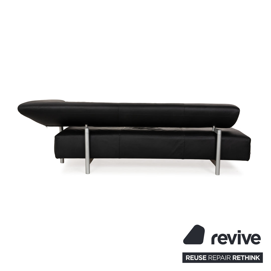 Cor Arthe Leather Three Seater Black Sofa Couch Manual Function