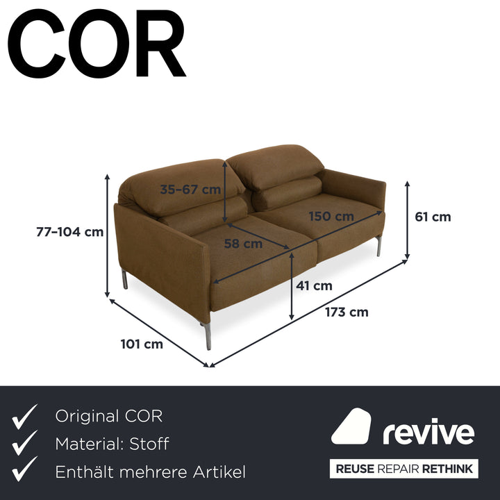 Cor Avalanche Stoff Garnitur Dreisitzer Zweisitzer Braun Bronze Rot manuelle Funktion Sofa Couch