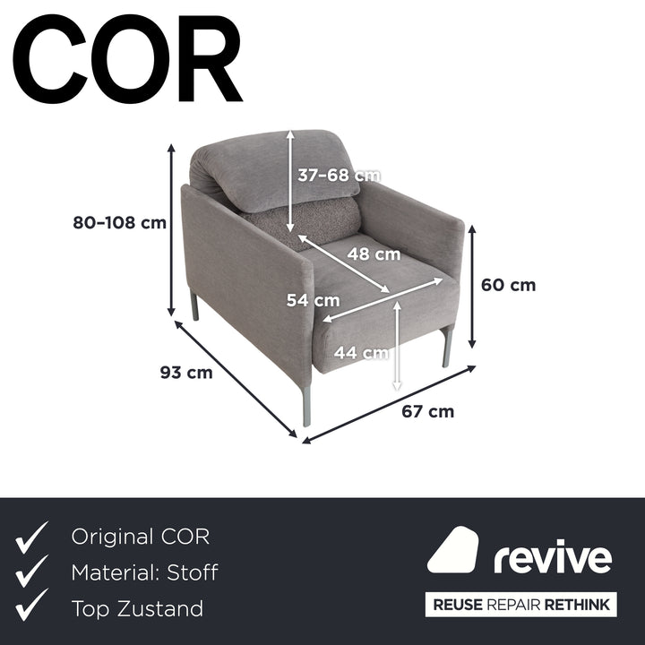 Cor Avalanche fabric armchair grey manual function