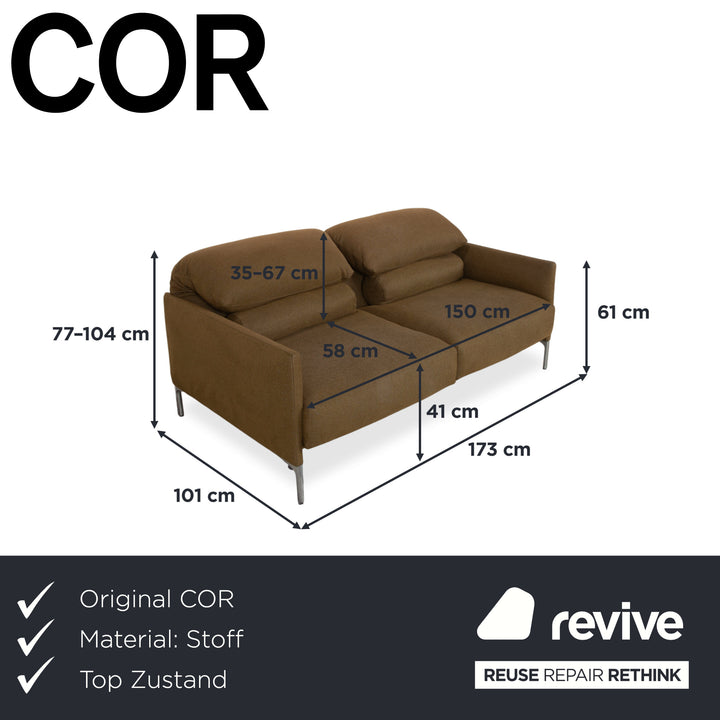 Cor Avalanche Stoff Zweisitzer Braun Bronze manuelle Funktion Sofa Couch