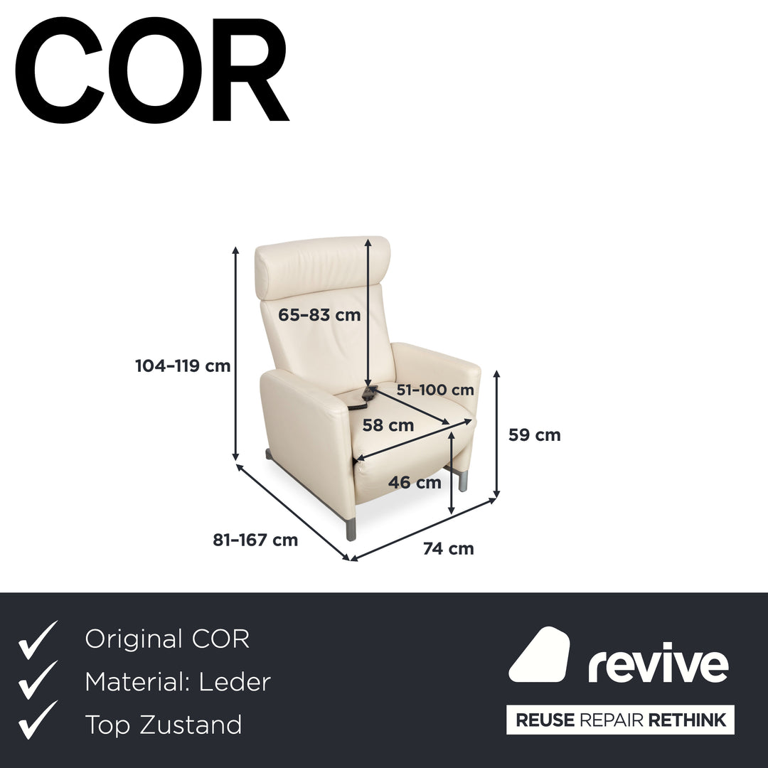 COR Bico Leder Sessel Creme Beige elektrische Funktion Relaxfunktion
