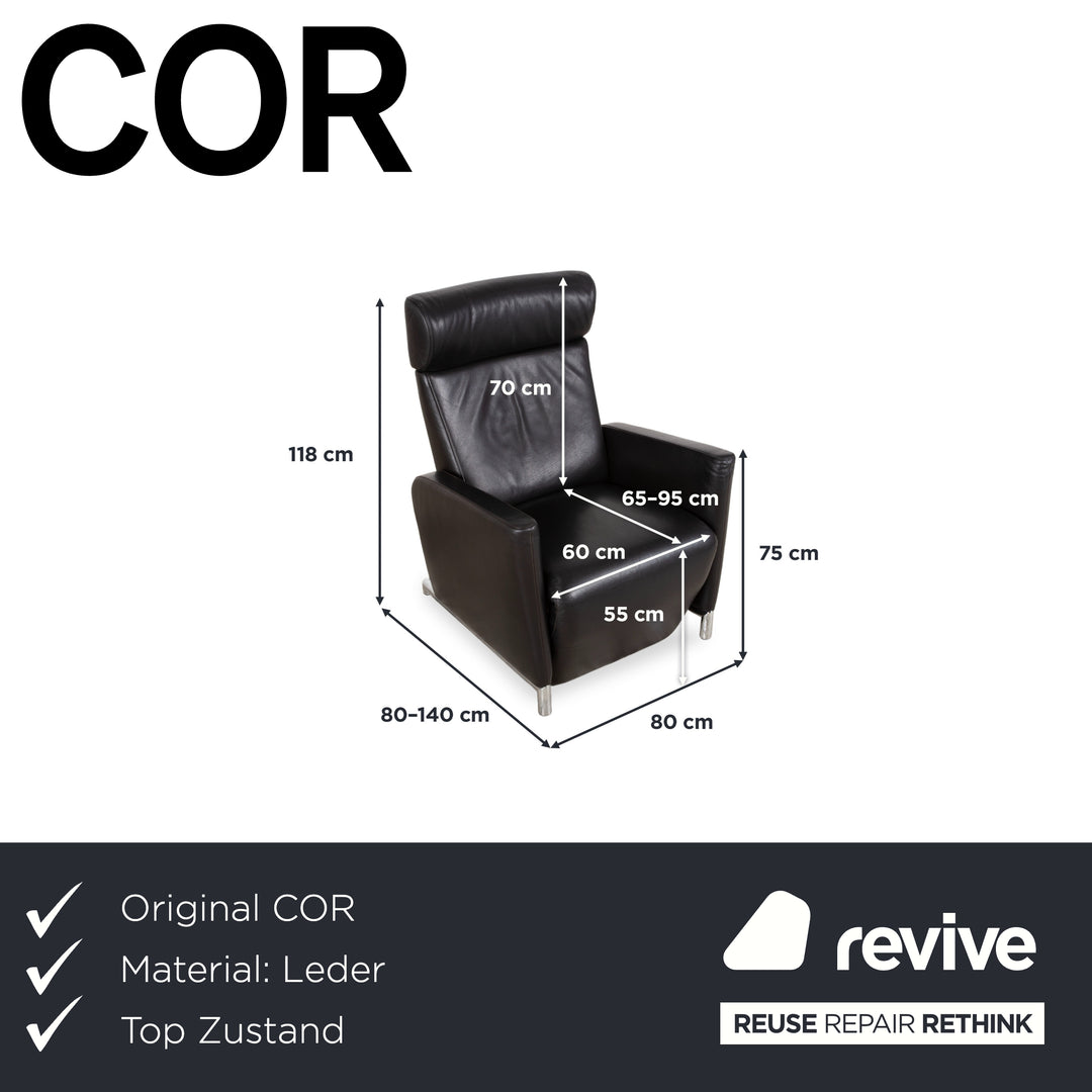 COR Bico Leder Sessel Schwarz elektrische und manuelle Funktion