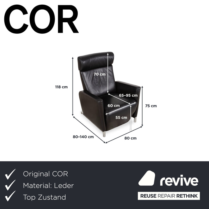 Fauteuil COR Bico cuir noir fonction électrique et manuelle