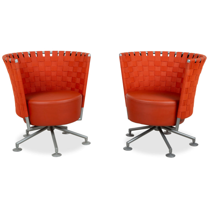COR Circo Leder 2x Sessel Rot Drehfunktion