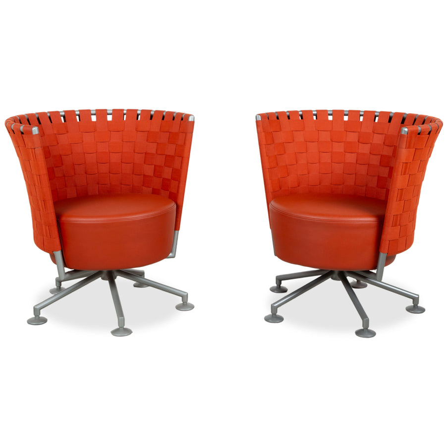 COR Circo Leder 2x Sessel Rot Drehfunktion