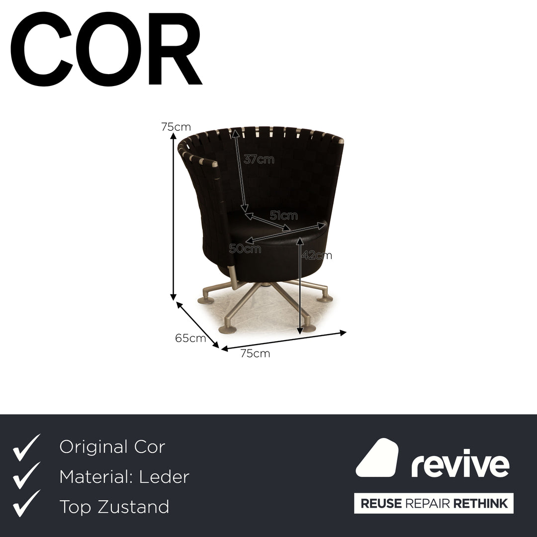 Cor Circo Leder Sessel Schwarz Drehfunktion