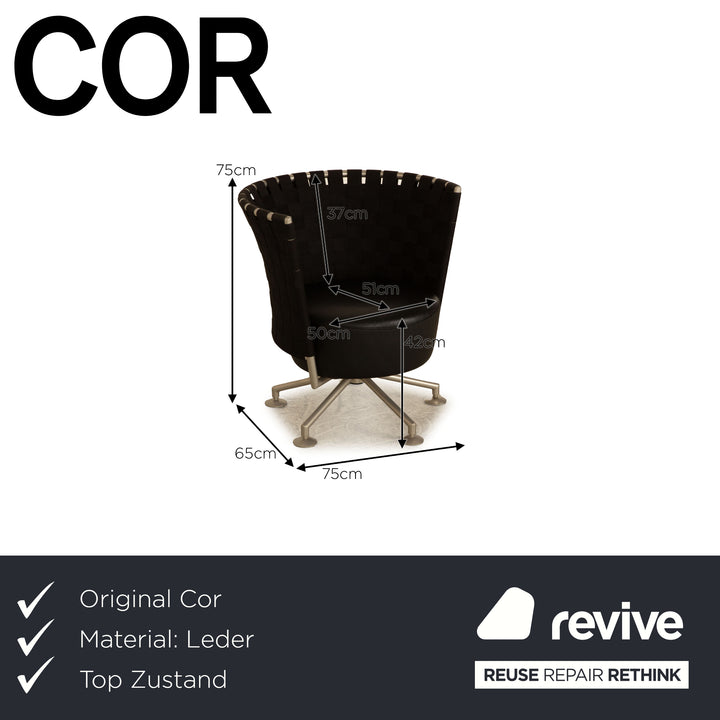 Cor Circo Leder Sessel Schwarz Drehfunktion