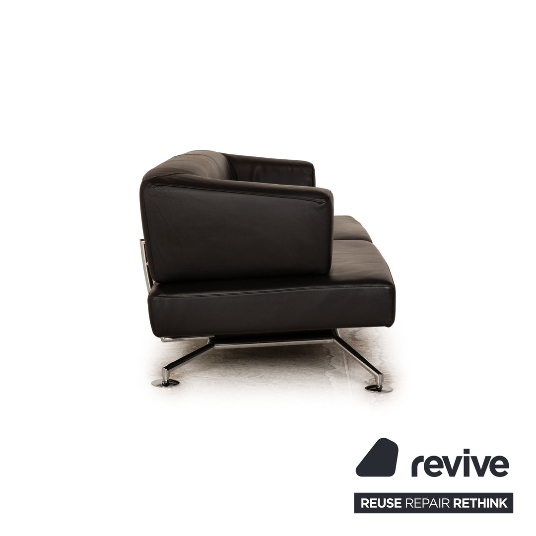 Cor Circum Leather Two Seater Black Sofa Couch Function