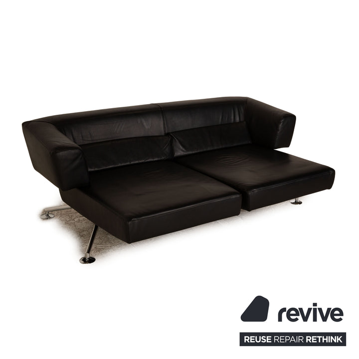 Cor Circum Leather Two Seater Black Sofa Couch Function