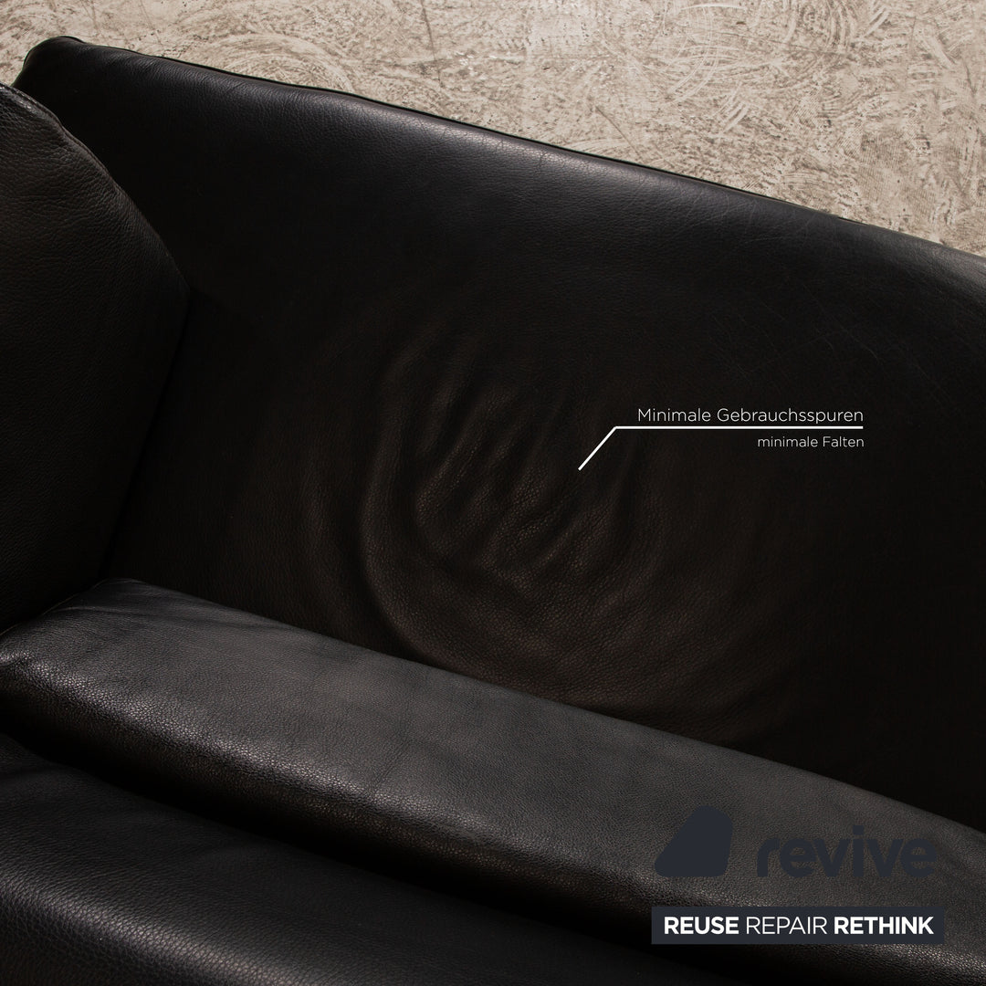 Cor Circum Leather Two Seater Black Sofa Couch Function