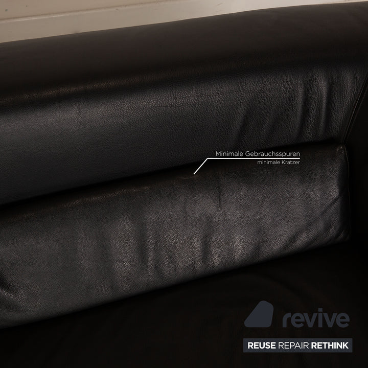 Cor Circum Leather Two Seater Black Sofa Couch Function