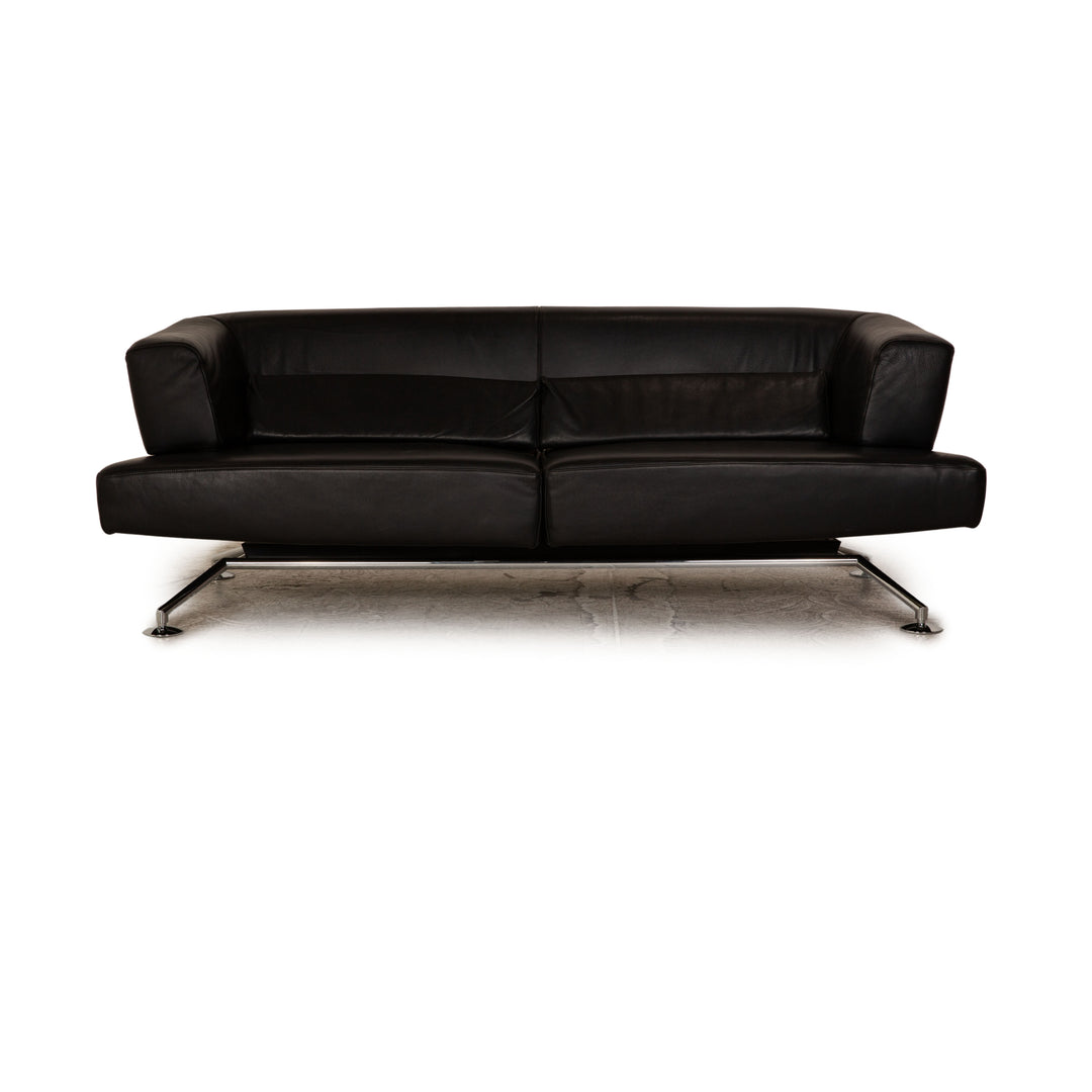 Cor Circum Leather Two Seater Black Sofa Couch Function