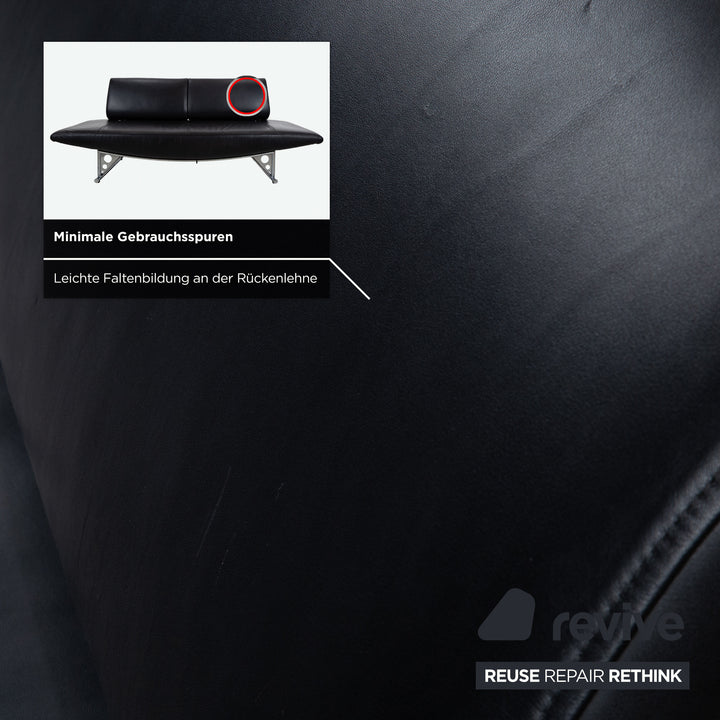 COR Cirrus Leder Dreisitzer Schwarz Sofa Couch MΩanuelle Funktion