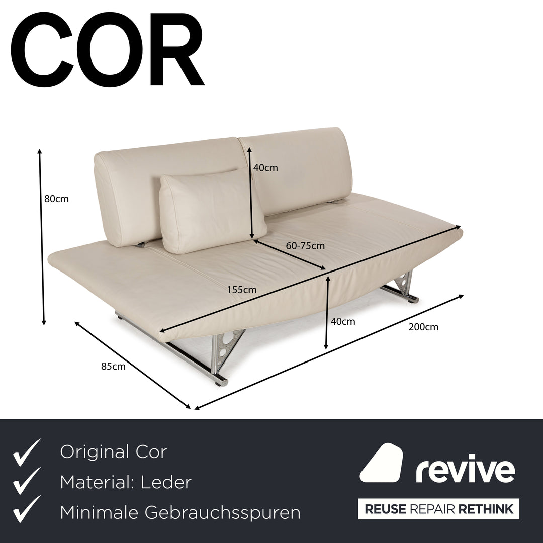 Cor Cirrus Leather Two Seater Cream Manual Function Sofa Couch