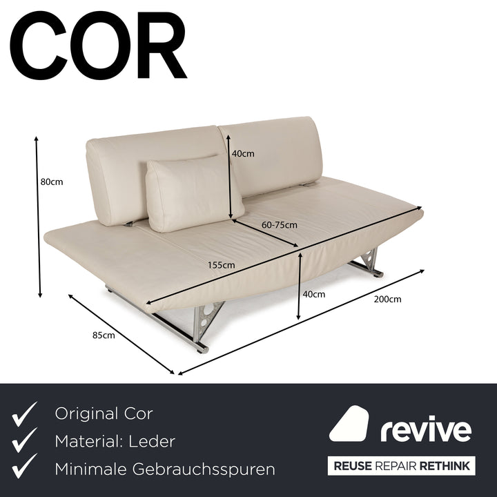 Cor Cirrus Leather Two Seater Cream Manual Function Sofa Couch