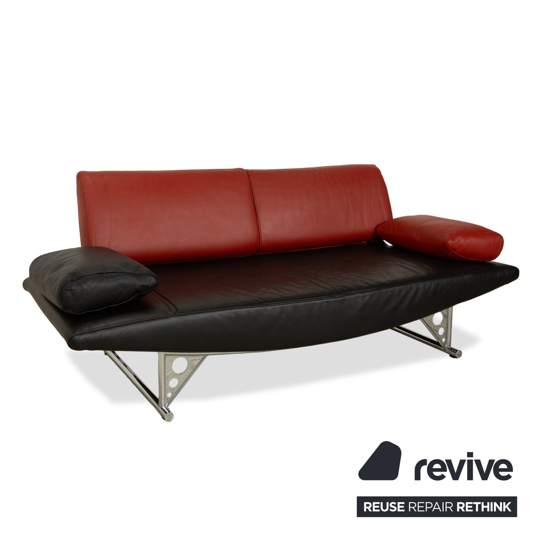 Cor Cirrus Leder Zweisitzer Schwarz rot manuelle Funktion Sofa Couch