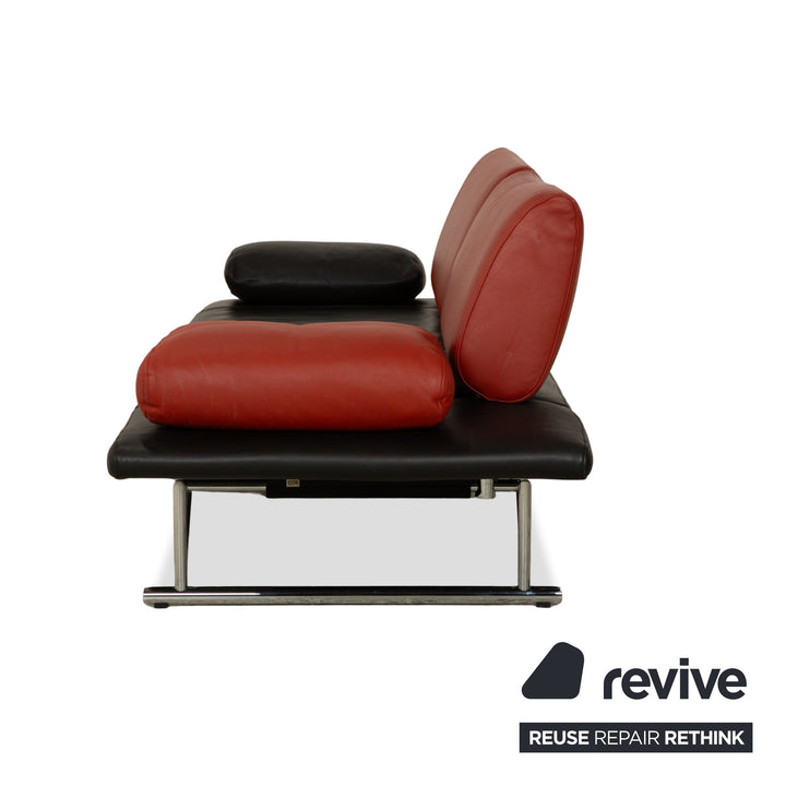 Cor Cirrus Leder Zweisitzer Schwarz rot manuelle Funktion Sofa Couch