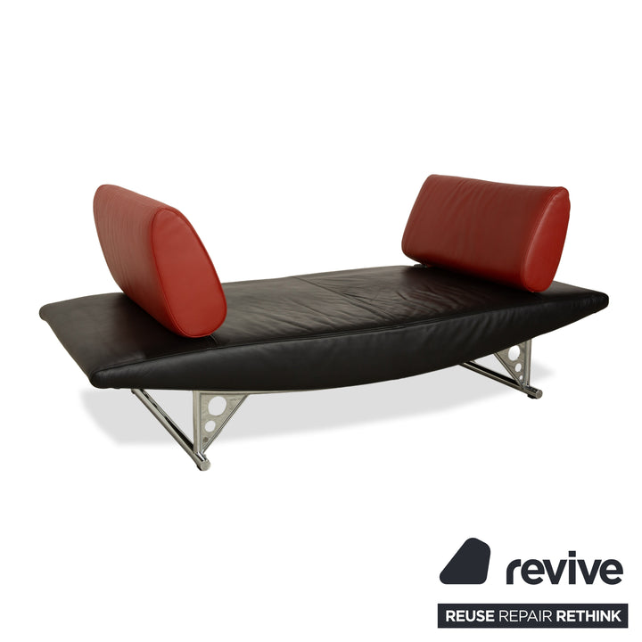 Cor Cirrus Leder Zweisitzer Schwarz rot manuelle Funktion Sofa Couch