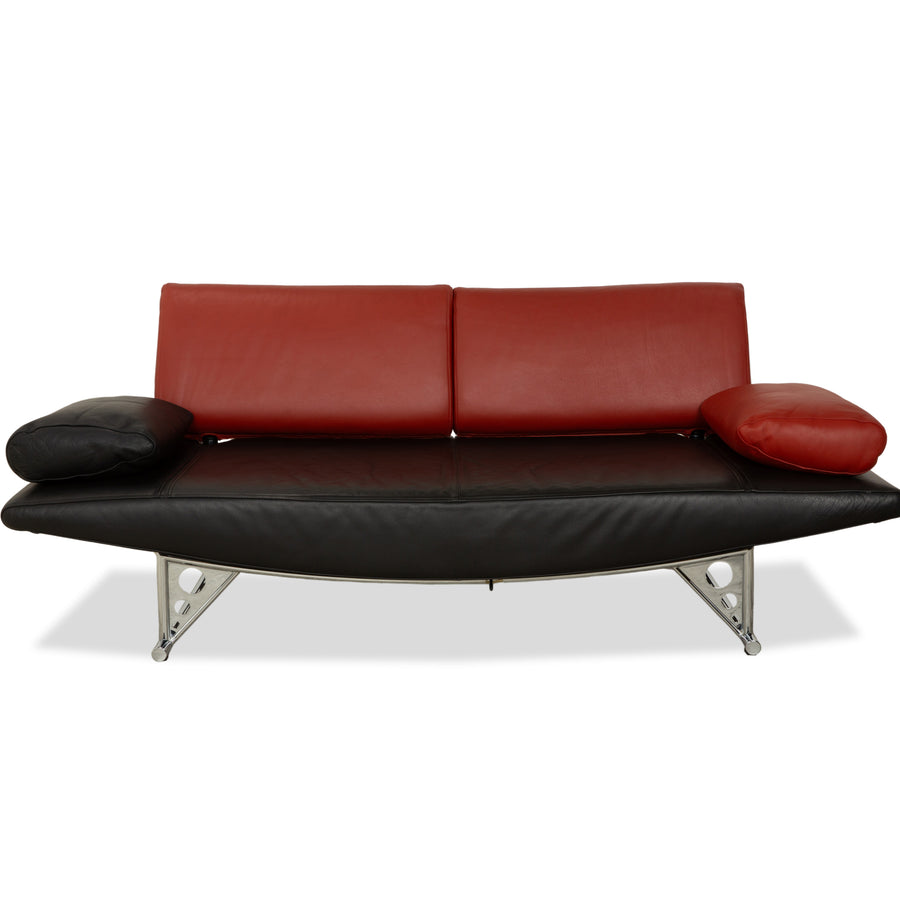 Cor Cirrus Leder Zweisitzer Schwarz rot manuelle Funktion Sofa Couch