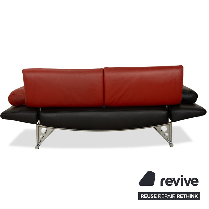 Cor Cirrus Leder Zweisitzer Schwarz rot manuelle Funktion Sofa Couch
