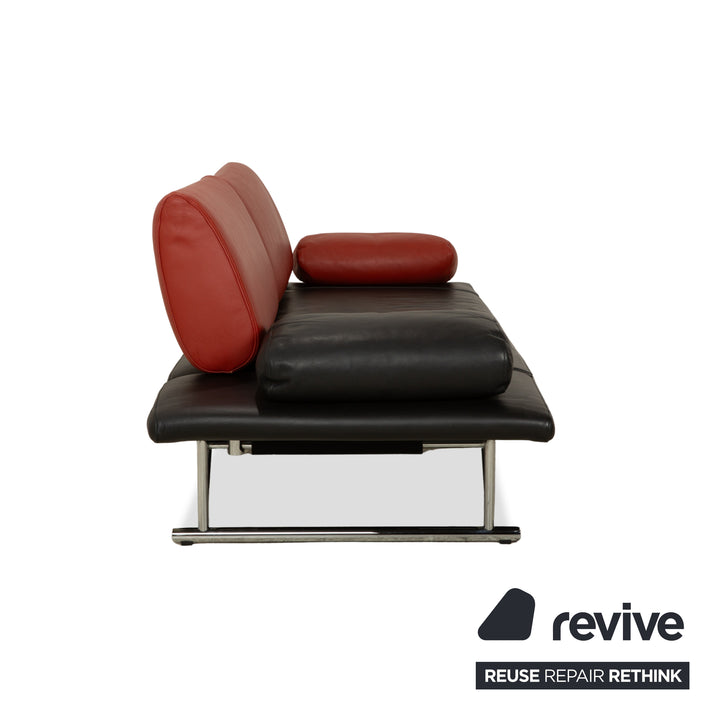 Cor Cirrus Leder Zweisitzer Schwarz rot manuelle Funktion Sofa Couch
