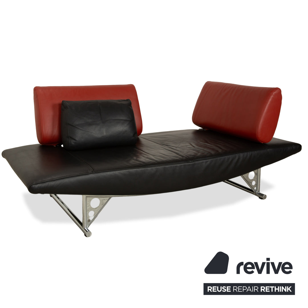 Cor Cirrus Leder Zweisitzer Schwarz rot manuelle Funktion Sofa Couch