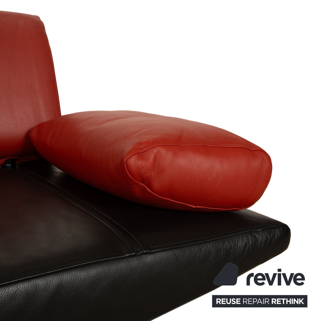 Cor Cirrus Leder Zweisitzer Schwarz rot manuelle Funktion Sofa Couch