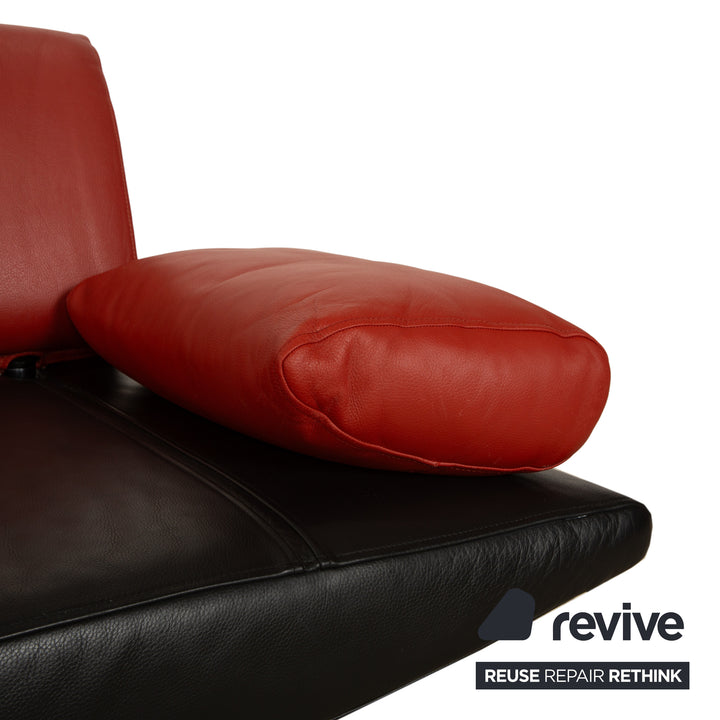 Cor Cirrus Leder Zweisitzer Schwarz rot manuelle Funktion Sofa Couch
