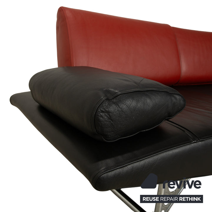 Cor Cirrus Leder Zweisitzer Schwarz rot manuelle Funktion Sofa Couch