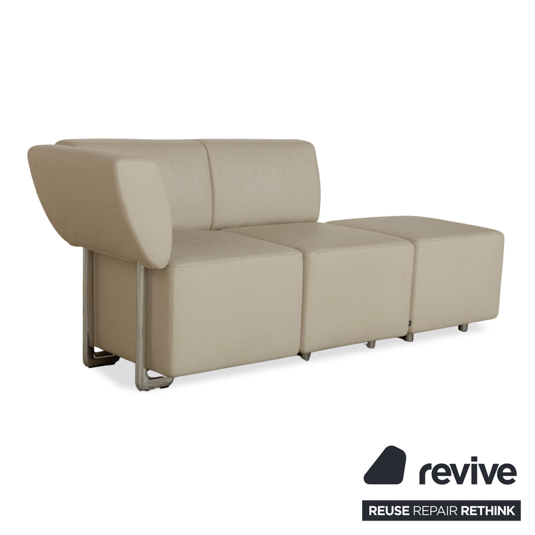 COR Clou Leder Dreisitzer Creme manuelle Funktion Sofa Couch