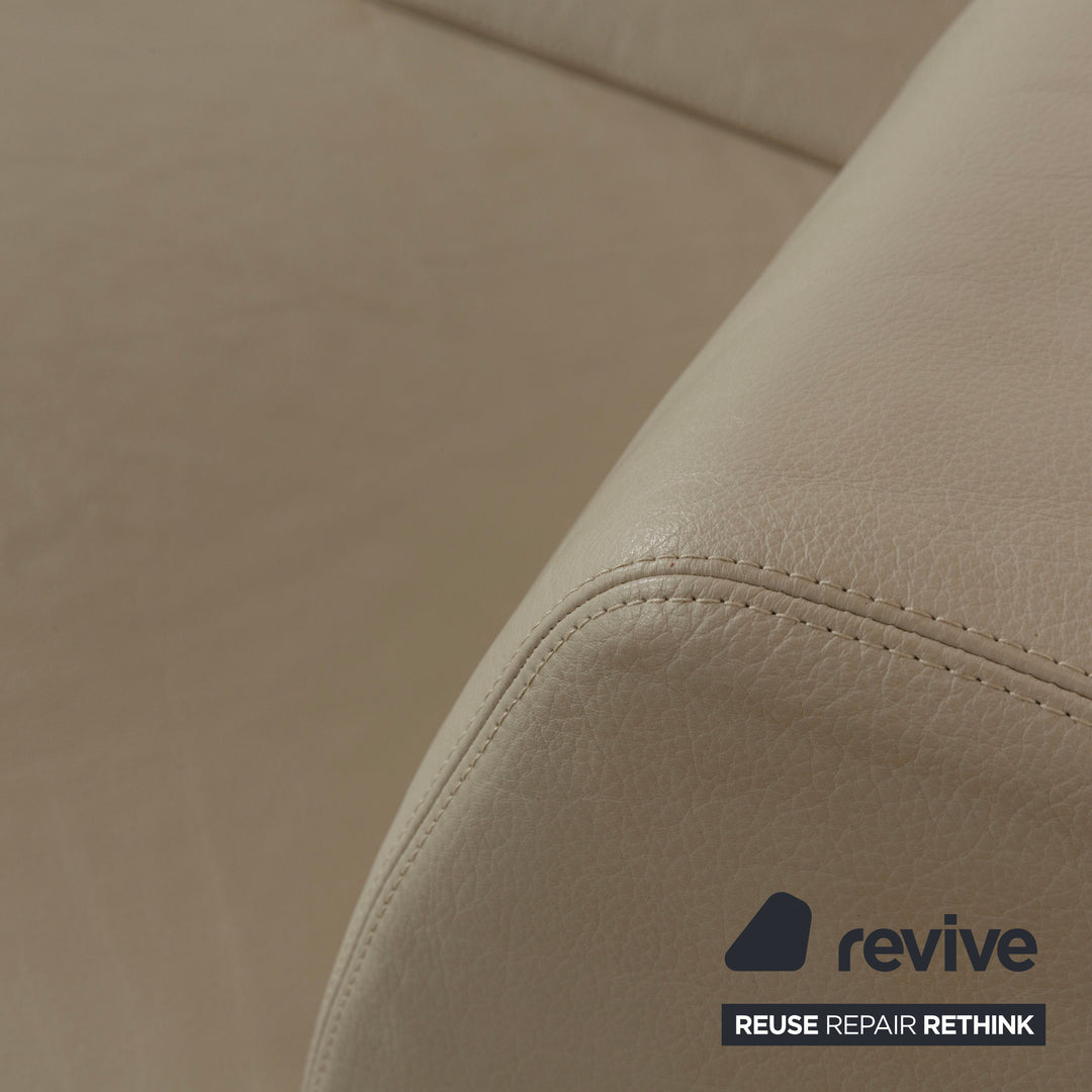 COR Clou Leder Dreisitzer Creme manuelle Funktion Sofa Couch