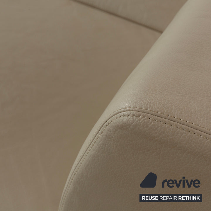 COR Clou Leder Dreisitzer Creme manuelle Funktion Sofa Couch