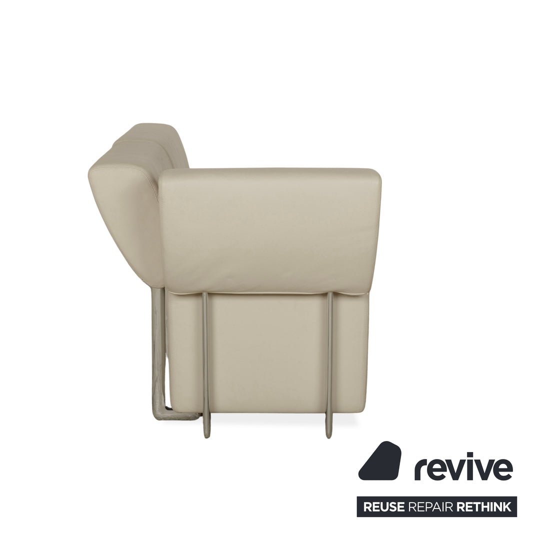 COR Clou Leder Dreisitzer Creme manuelle Funktion Sofa Couch