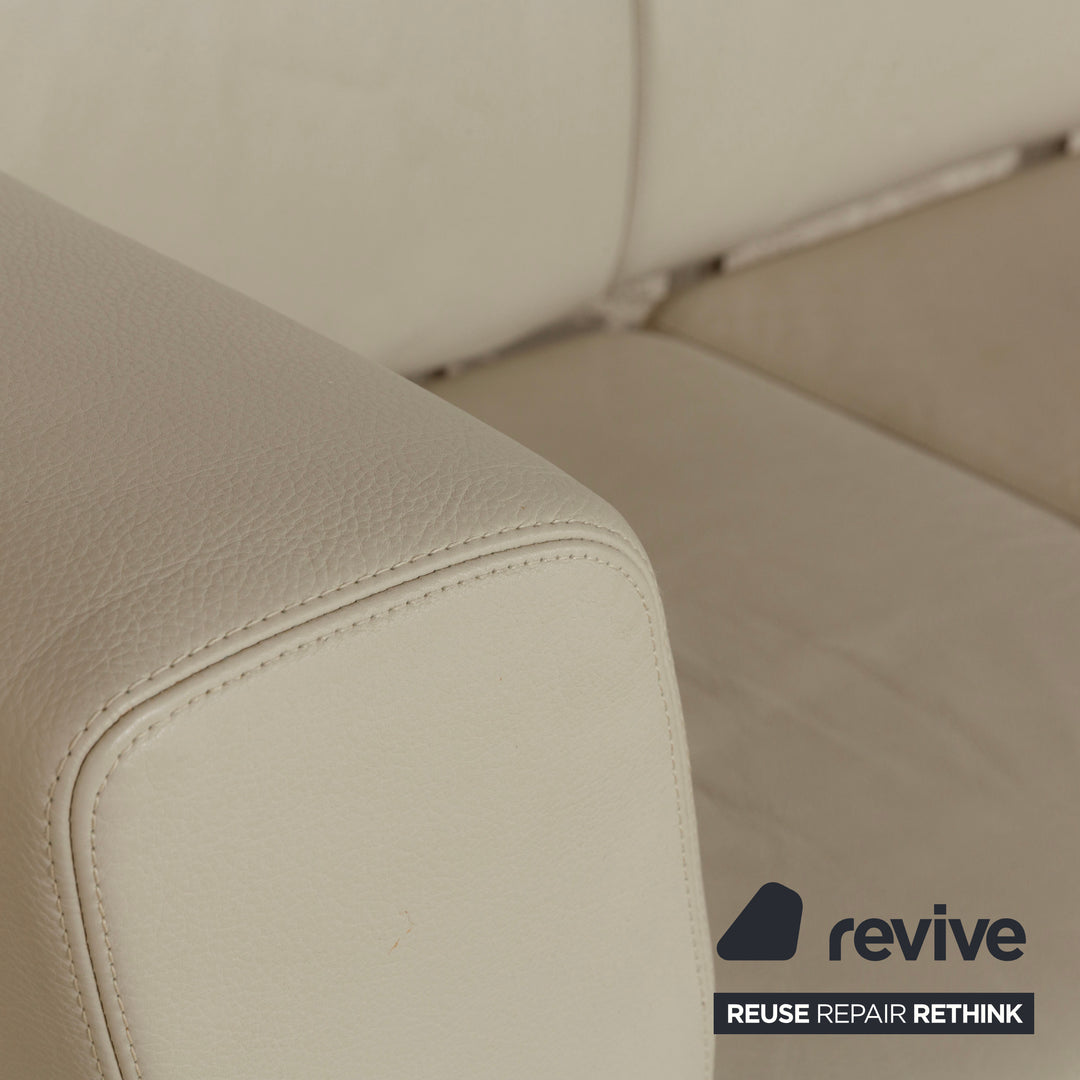 COR Clou Leder Dreisitzer Creme manuelle Funktion Sofa Couch