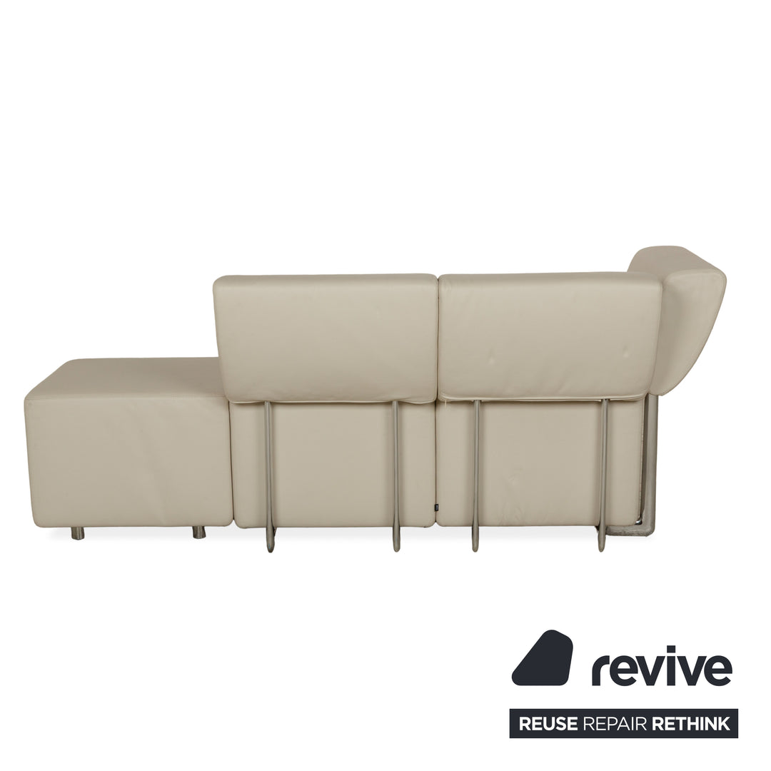 COR Clou Leder Dreisitzer + Sessel Creme manuelle Funktion Sofa Couch