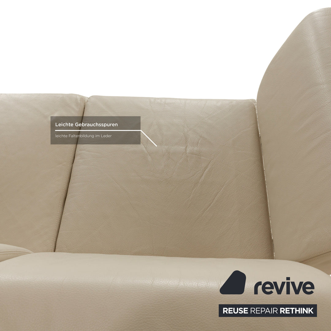 COR Clou Leder Dreisitzer + Sessel Creme manuelle Funktion Sofa Couch